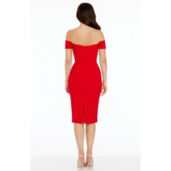 NWT Women's - Dress The Population Bailey Red Off The Shoulder Dress, Size XXL - Picture 2 of 12